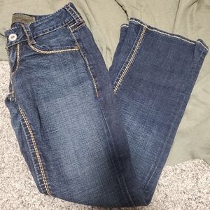 Blue Tattoo Blue Denim Embroidered Rose Flare Jeans Size 25